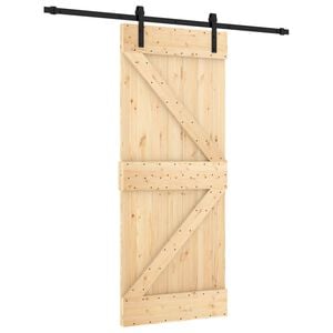 vidaXL Schiebet&uuml;r Nat&uuml;rlich und Schwarz 85 x 210 cm Massivkiefer
