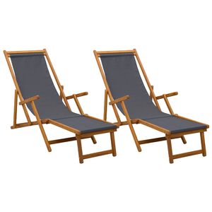 vidaXL Klappbare Sonnenliege 2 pcs 3 Position Massives Eukalyptus Holz