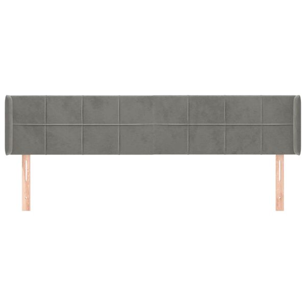 vidaXL Kopfteil mit Ohren Hellgrau 163x16x78/88 cm Samt