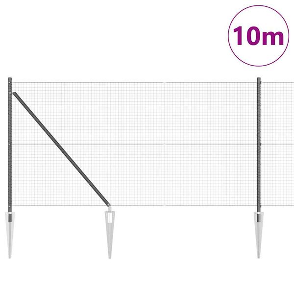 vidaXL Zaunpfosten Grau 10 x 1 m (25 x 25 mm Maschen ) Stahl