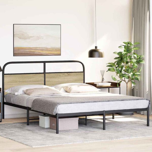 vidaXL Bettgestell ohne Matratze 150x200 cm Sonoma-Eiche Holzwerkstoff