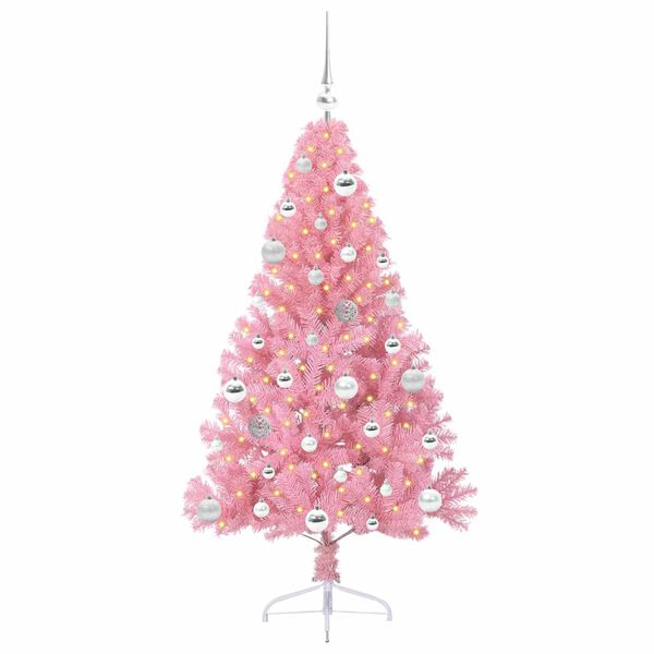 vidaXL K&uuml;nstlicher vorbeleuchteter Weihnachtsbaum Rosa 150 cm PVC