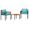 vidaXL Gartenm&ouml;bel-Set 3 Stk. Schwarz und T&uuml;rkis Poly-Rattan