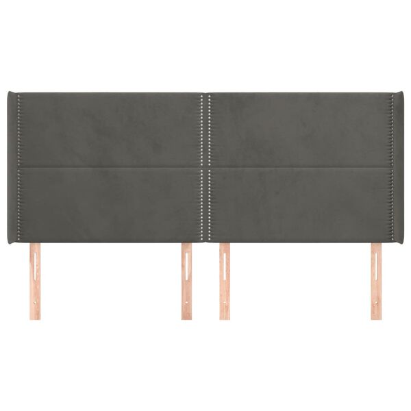 vidaXL Kopfteil mit Ohren Dunkelgrau 183x16x118/128 cm Samt
