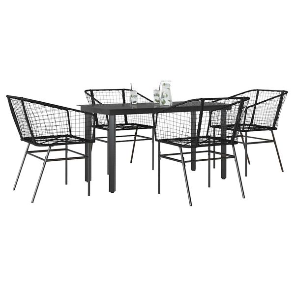 vidaXL 5-teiliges Garten-Esszimmerset aus schwarzem Polyrattanglas