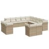 vidaXL 13-tlg. Garten-Sofagarnitur mit Kissen Beige Poly Rattan