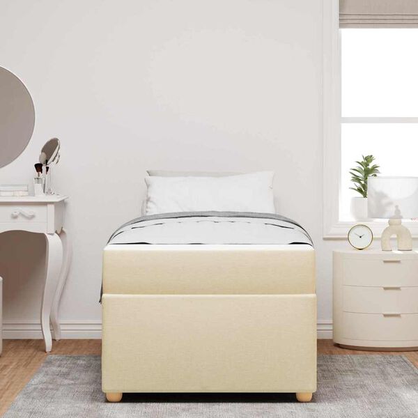 vidaXL Bettrahmen mit Matratze Creme 100 x 200 cm Stoff