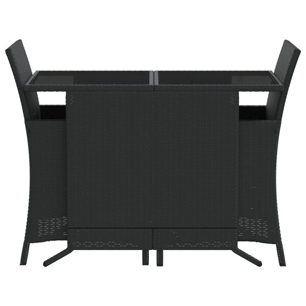 vidaXL 3-tlg. Bistro-Set mit Kissen Schwarz Poly Rattan