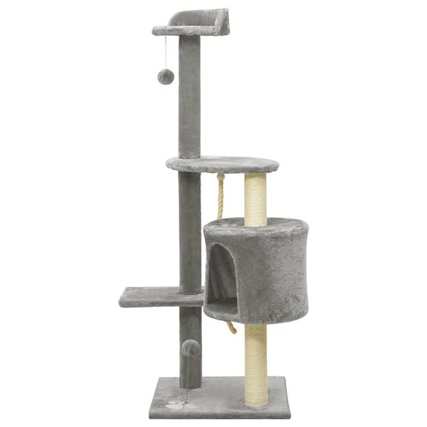 vidaXL Katzenbaum mit Sisal-Kratzs&auml;ulen Grau 120 cm