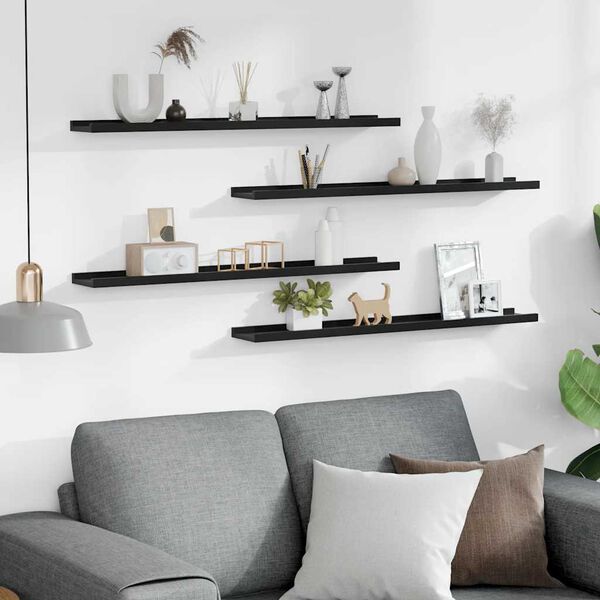 vidaXL Wandregale 4 Stk. Schwarz 80x9x3 cm