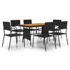 vidaXL 7-tlg. Garten-Essgruppe Poly Rattan Schwarz