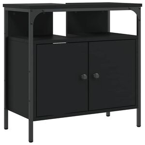 vidaXL Waschbeckenunterschrank Schwarz 60x30x60 cm Holzwerkstoff