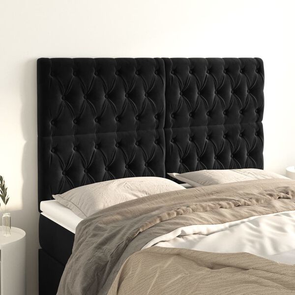 vidaXL Kopfteil Schwarz 144x7x118/128 cm Samt