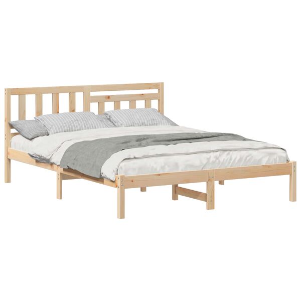 vidaXL Bettrahmen mit Kopfteil Braun 150 x 200 cm Massives Kiefernholz