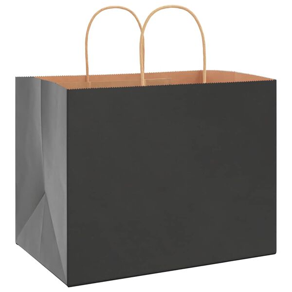 vidaXL Papiertragetaschen 250 Stk. mit Henkeln Schwarz 32x22x24 cm