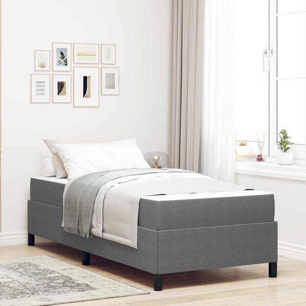vidaXL Bettrahmen mit Matratze Hellgrau 90 x 200 cm Stoff