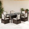 vidaXL 7-tlg. Garten-Essgruppe mit Kissen Braun Poly Rattan