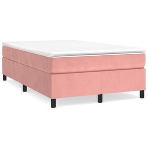 vidaXL Boxspringbett mit Matratze Rosa 120x200 cm Samt