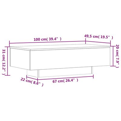 vidaXL Couchtisch Räuchereiche 100x49,5x31 cm Holzwerkstoff