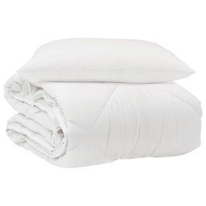 vidaXL Ganzjahresbettdecke mit Kissen 2 pcs Wei&szlig; Mikrofaser