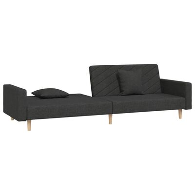 vidaXL Schlafsofa 2-Sitzer mit 2 Kissen Schwarz Stoff