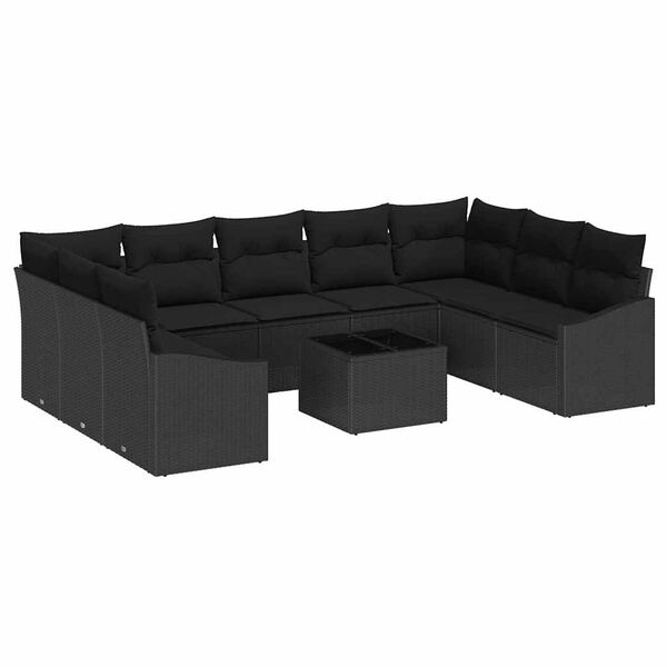 vidaXL Gartensofa-set mit Speicher Schwarz Poly-Rattan