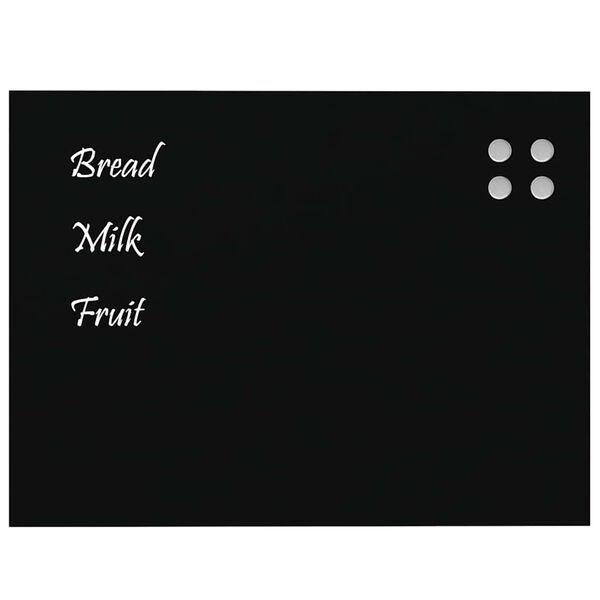 vidaXL Magnettafel Wandmontage Schwarz 80x60 cm Hartglas