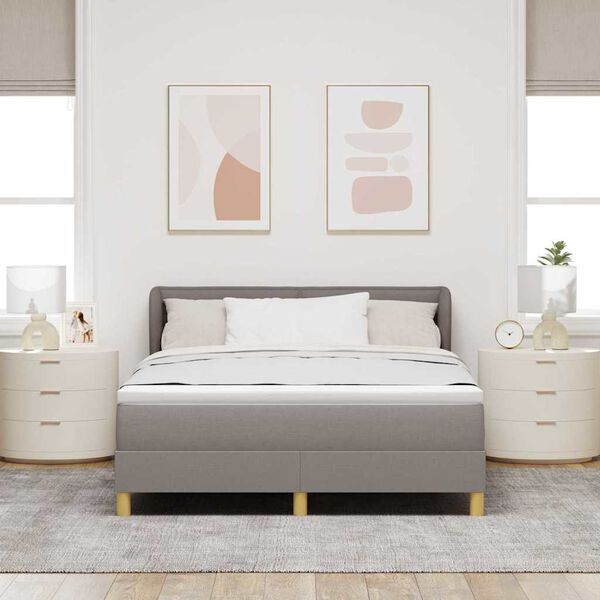 vidaXL Boxspringbett mit Matratze Taupe 140 x 190 cm Stoff