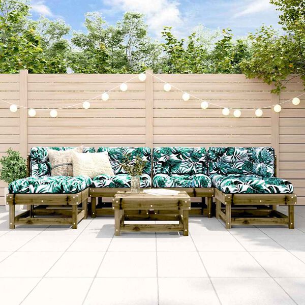 vidaXL 7-tlg. Garten-Lounge-Set mit Kissen Impr&auml;gniertes Kiefernholz