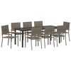 vidaXL Garten Essgruppe mit Kissen 9 pcs Grau Poly-Rattan