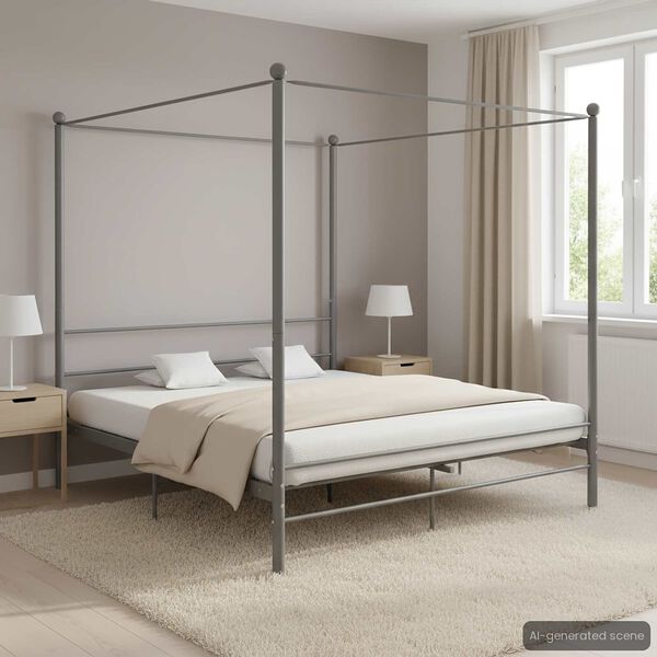 vidaXL Himmelbett Grau Metall 180x200 cm