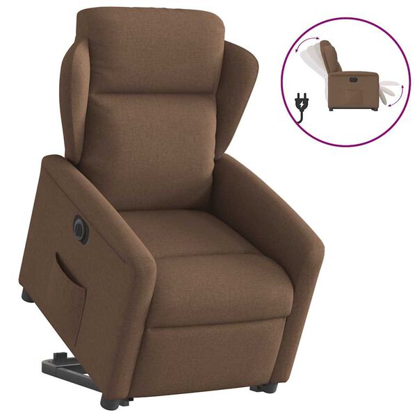 vidaXL Relaxsessel mit Aufstehhilfe Elektrisch Braun Stoff