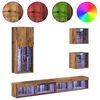 vidaXL TV Wand Einheiten mit LED 5 pcs Altholz Holzwerkstoff