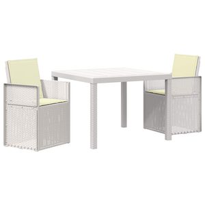 vidaXL Garten Essgruppe mit Kissen 3 pcs Wei&szlig; und Creme PP