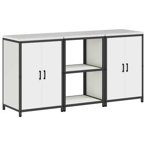 vidaXL Aufbewahrungsset f&uuml;r die K&uuml;che 3 pcs Wei&szlig; Kaltgewalzter Stahl