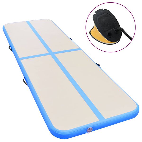 vidaXL Aufblasbare Gymnastikmatte mit Pumpe 600x100x10 cm PVC Blau