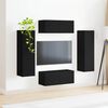 vidaXL TV-Schrankset Wandmontiert 4 pcs Schwarz Holzwerkstoff