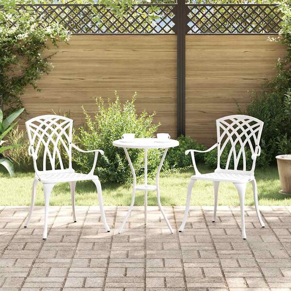 vidaXL Gartenstuhl 2 pcs Wei&szlig; 55 x 56,5 x 91cm Aluminium