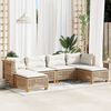 vidaXL 6-tlg. Garten-Sofagarnitur mit Kissen Beige Poly Rattan