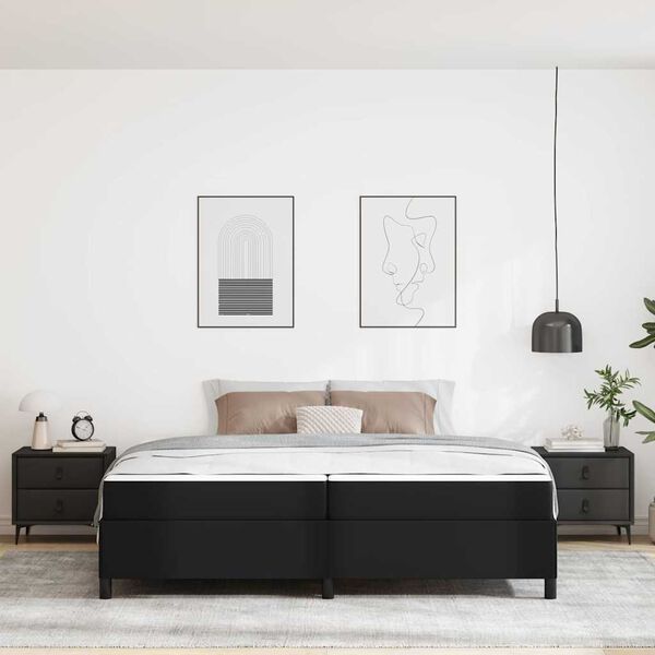 vidaXL Bettrahmen mit Matratze Schwarz 200 x 200 cm Stoff