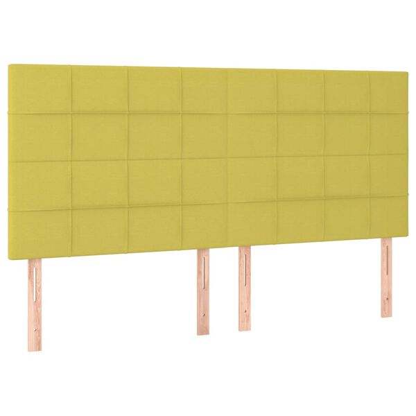 vidaXL LED Kopfteil Gr&uuml;n 160x5x118/128 cm Stoff
