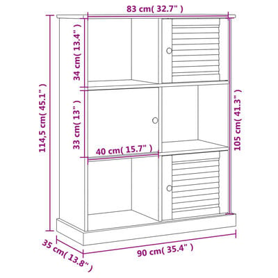 vidaXL Bücherregal VIGO Weiß 90x35x114,5 cm Massivholz Kiefer