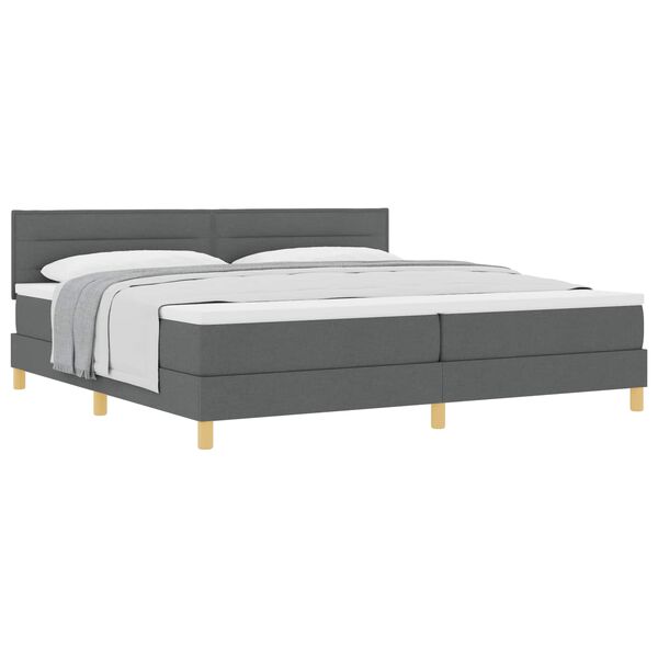 vidaXL Boxspringbett mit Matratze Dunkelgrau 200 x 200 cm Stoff