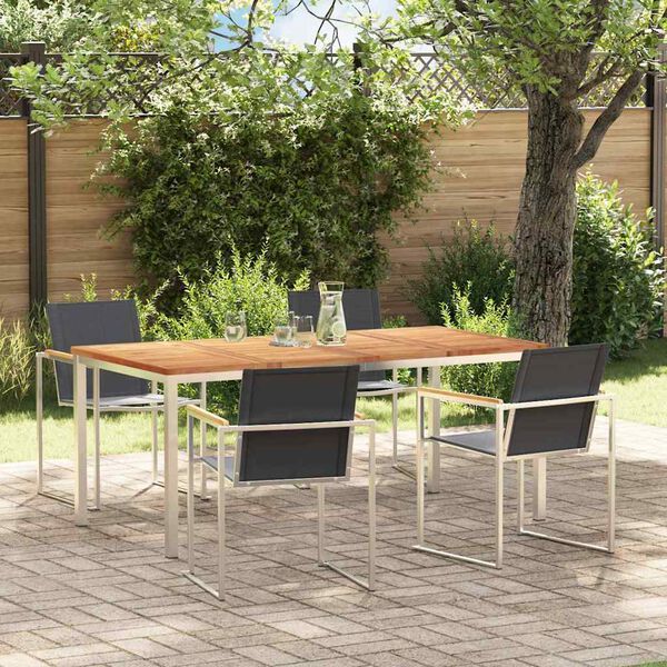 vidaXL Garten-Ess-Set 5 pcs Massives Teakholz