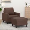 vidaXL Sessel mit Hocker Braun 60 cm Kunstleder