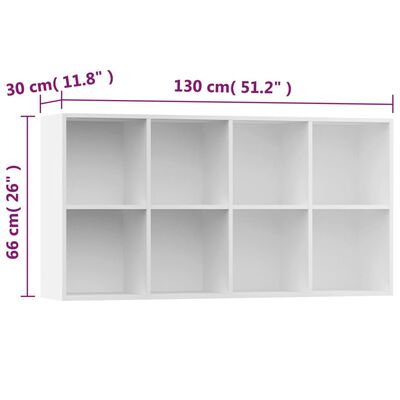 vidaXL Bücherregal/Sideboard Weiß 66×30×130 cm Holzwerkstoff
