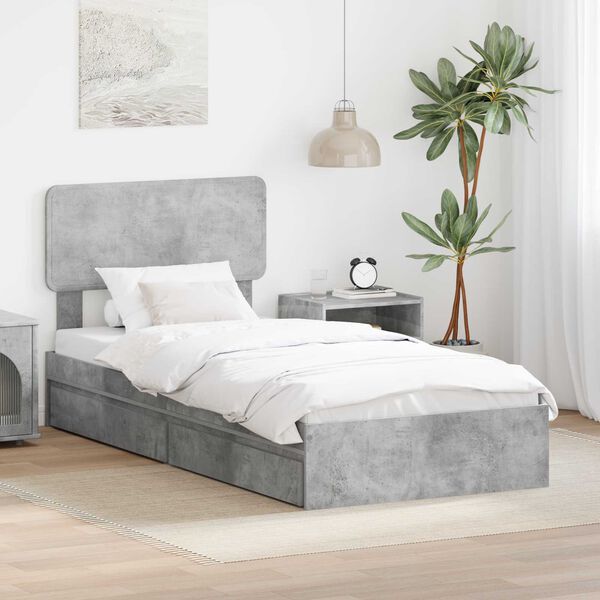 vidaXL Aufbewahrungsbett Beton Grau 90 x 200 cm Holzwerkstoff