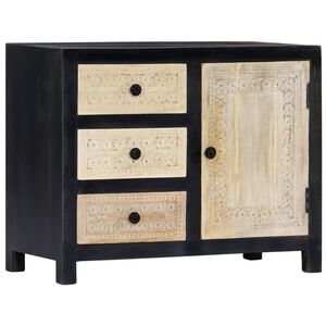 vidaXL Beistellschrank Handgeschnitzt Grau 75x35x60cm Massivholz Mango