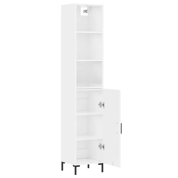 vidaXL Highboard Hochglanz-Wei&szlig; 34,5x34x180 cm Holzwerkstoff