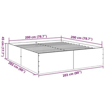 vidaXL Bettgestell Sonoma-Eiche 200x200 cm Holzwerkstoff